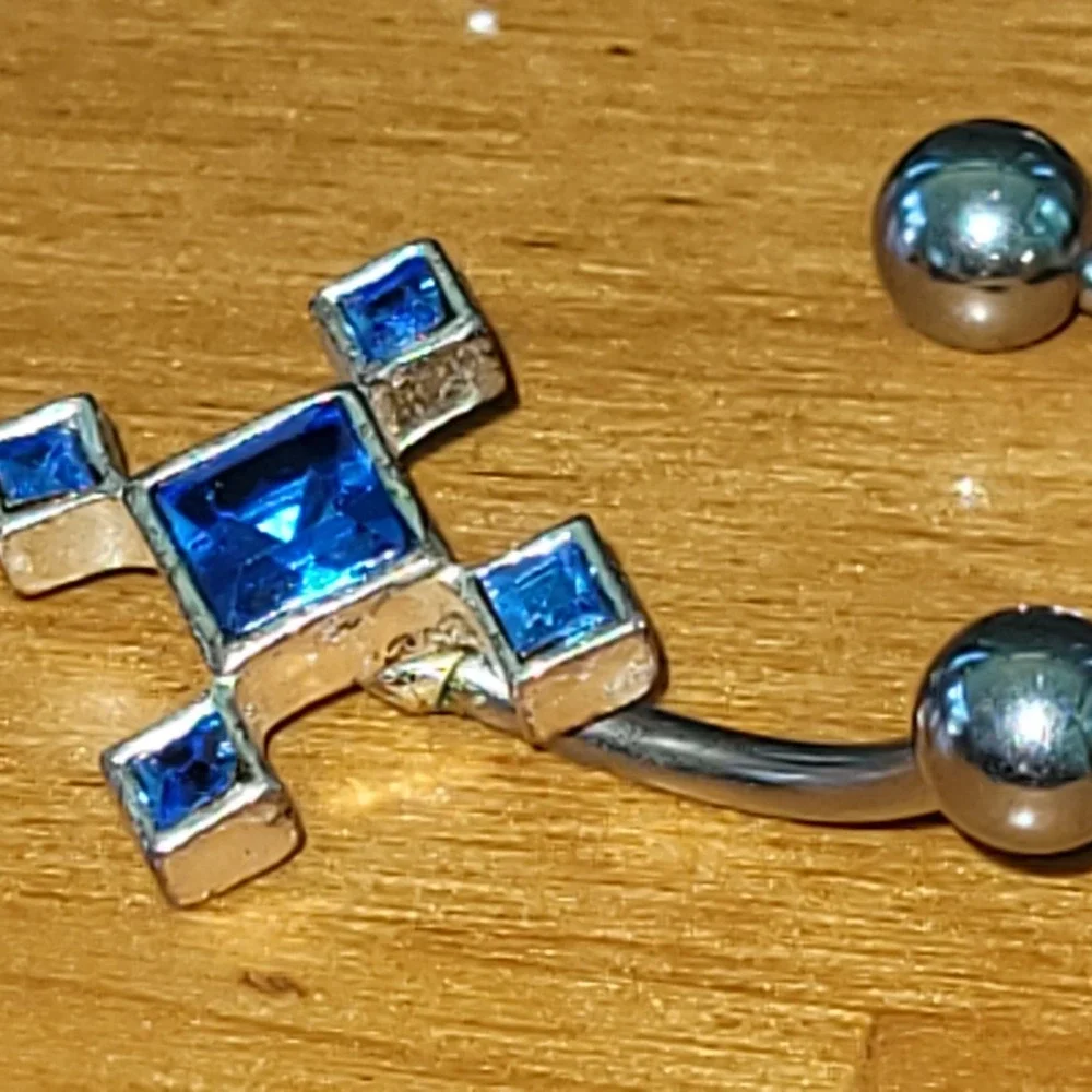 Vintage 3pc 14G Belly Ring Lot Dolphin Cross Black Geometric Navel